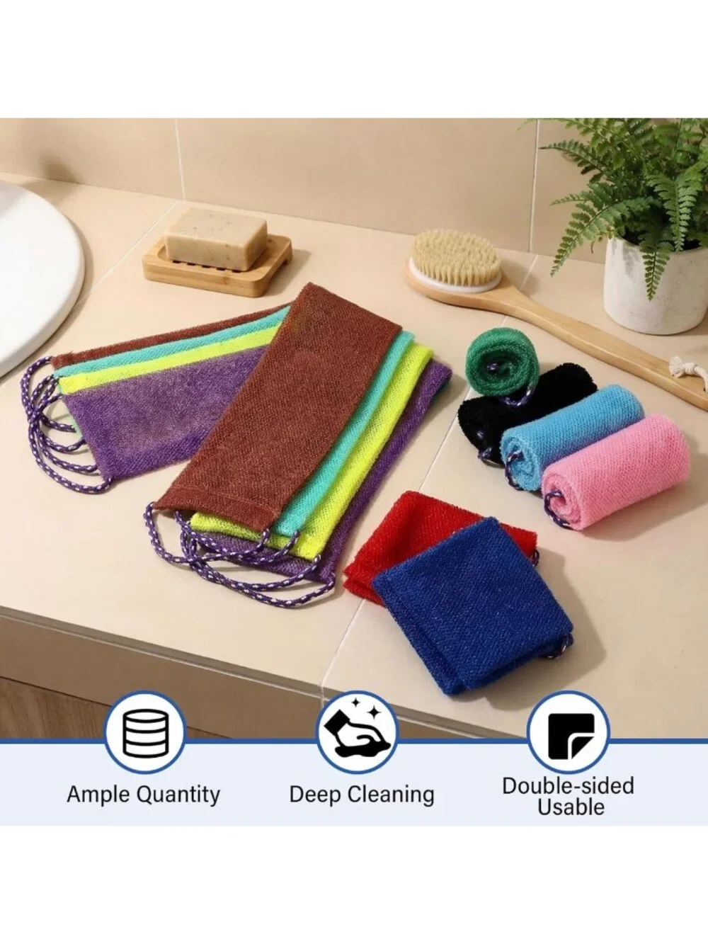30 Pcs African Exfoliating Bath Sponge Set with Handles - Colorful Loofah